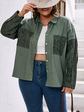 Load image into Gallery viewer, Plus Size Leopard Button Front Dropped Shoulder Shirt Jacket
