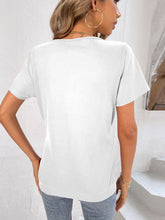Load image into Gallery viewer, Button Detail Surplice Short Sleeve Tee
