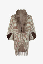 Load image into Gallery viewer, Striped Open Front Fringe Poncho
