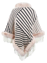 Load image into Gallery viewer, Striped Fringe Hem Poncho
