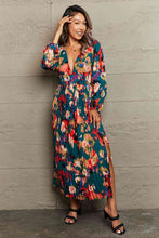 Load image into Gallery viewer, Printed Deep V Slit Pleated Dress
