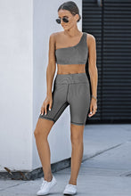 Load image into Gallery viewer, One-shoulder Sports Bra and Biker Shorts Set
