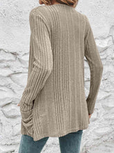 Load image into Gallery viewer, Ribbed Open Front Cardigan with Pockets
