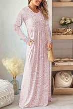 Load image into Gallery viewer, Leopard Round Neck Long Sleeve Maxi Dress

