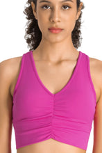 Load image into Gallery viewer, Gathered Detail Halter Neck Sports Bra
