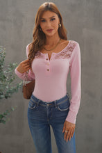Load image into Gallery viewer, Contrast Lace Button Up Top
