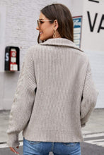 Load image into Gallery viewer, Half Zip Mixed Knit Collared Sweater
