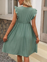 Load image into Gallery viewer, Lace Detail Ruffled V-Neck Mini Dress
