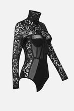 Load image into Gallery viewer, Lace High Neck Long Sleeve Bodysuit
