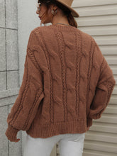 Load image into Gallery viewer, Cable-Knit Openwork Round Neck Sweater
