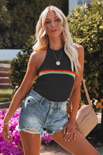 Load image into Gallery viewer, Rainbow Stripe Halter Neck Knit Tank
