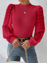 Load image into Gallery viewer, Swiss Dot Waffle-Knit Lantern Sleeve T-Shirt
