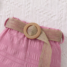 Load image into Gallery viewer, Kids Textured Bow Detail Top and Belted Shorts Set
