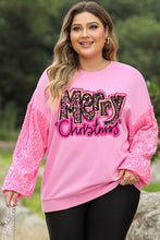 Load image into Gallery viewer, Plus Size MERRY CHRISTMAS Sequin Dropped Shoulder Sweatshirt
