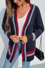 Load image into Gallery viewer, Open Front Striped Long Sleeve Cardigan
