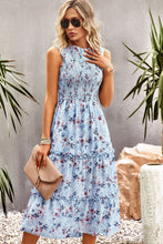 Load image into Gallery viewer, Frill Trim Smocked Sleeveless Midi Dress

