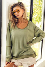 Load image into Gallery viewer, BiBi Waffle Knit Contrast Trim Long Sleeve T-Shirt

