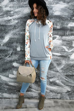 Load image into Gallery viewer, Printed Drawstring Detail Raglan Sleeve Hoodie
