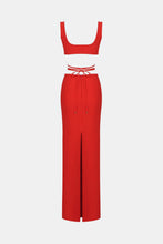 Load image into Gallery viewer, Deep V Tie Back Bralette and Split Maxi Skirt Set
