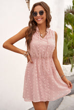 Load image into Gallery viewer, Swiss Dot Tie-Neck Sleeveless Dress
