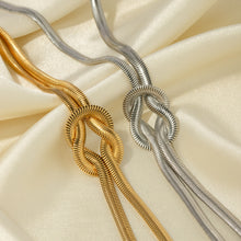 Load image into Gallery viewer, Double Layered Knot Herringbone Choker Necklace
