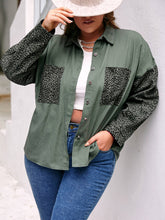 Load image into Gallery viewer, Plus Size Leopard Button Front Dropped Shoulder Shirt Jacket
