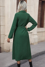 Load image into Gallery viewer, Texture Tied Collared Neck Button Front Dress
