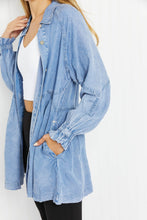 Load image into Gallery viewer, Zenana Sunflower Fields Full Size Chambray Button-Up Swing Tunic

