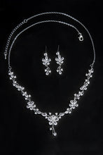 Load image into Gallery viewer, Flower Cubic Zirconia Necklace and Drop Earrings Set
