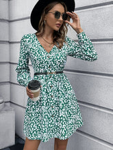 Load image into Gallery viewer, Animal Print Buttoned V-Neck Long Sleeve Dress
