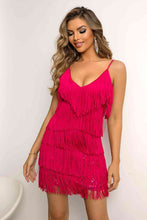 Load image into Gallery viewer, Spaghetti Strap Fringe Mini Dress
