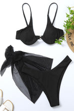 Load image into Gallery viewer, Ribbed High Cut Three-Piece Swim Set
