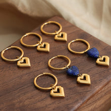 Load image into Gallery viewer, Heart Shape Lapis Lazuli Dangle Earrings
