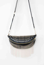 Load image into Gallery viewer, Adored PU Leather Studded Sling Bag with Fringes
