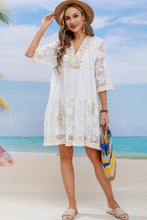 Load image into Gallery viewer, Tassel Spliced Lace Cover Up
