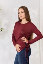 Load image into Gallery viewer, Culture Code Full Size Drawstring Round Neck Long Sleeve Top
