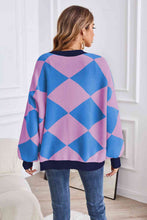 Load image into Gallery viewer, Geometric Lantern Sleeve Cardigan with Pockets
