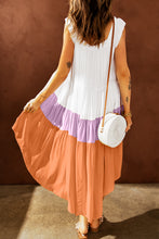 Load image into Gallery viewer, Color Block Square Neck High-Low Midi Dress
