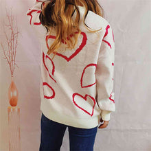 Load image into Gallery viewer, Heart Pattern Long Sleeve Sweater
