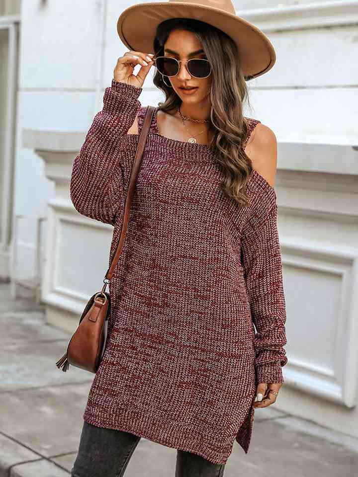 Cold Shoulder Square Neck Knit Top