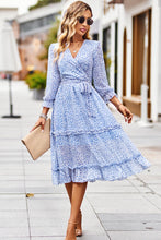 Load image into Gallery viewer, Leopard Surplice Tie Belt Slit Dress
