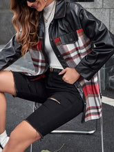 Load image into Gallery viewer, Plaid Button Up Dropped Shoulder Jacket
