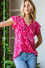 Load image into Gallery viewer, Heimish Full Size Printed Ruffle Cap Sleeve Top
