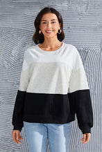 Load image into Gallery viewer, Color Block Round Neck Long Sleeve Sweatshirt
