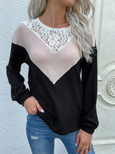 Load image into Gallery viewer, Lace Yoke Waffle Knit Top
