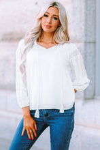 Load image into Gallery viewer, Swiss Dot Tassel Tie Blouse
