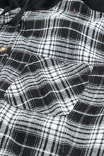 Load image into Gallery viewer, Plaid Drawstring Hooded Shirt Jacket
