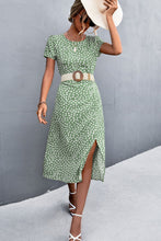 Load image into Gallery viewer, Printed Slit Cutout Midi Dress (Belt Not Included)
