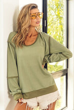 Load image into Gallery viewer, BiBi Waffle Knit Contrast Trim Long Sleeve T-Shirt
