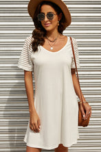 Load image into Gallery viewer, Sheer Striped Raglan Sleeve T-Shirt Dress
